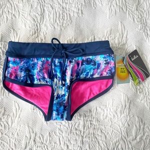 NWT Dolfin Bellas Women's Azure Boy Short Bikini Bottom UPF 50+ Swimwear XS